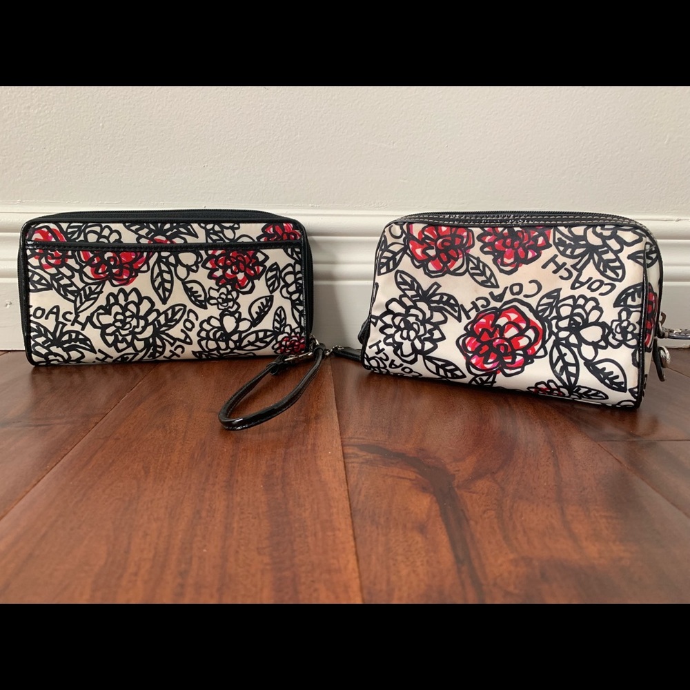 Coach Graffiti Print Wristlet and Cosmetic Bag